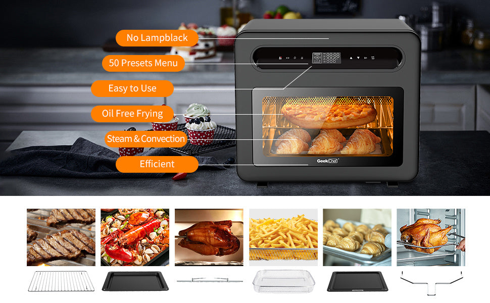 Geek Chef Steam Air Fryer Toast Oven Combo, 26 QT Steam