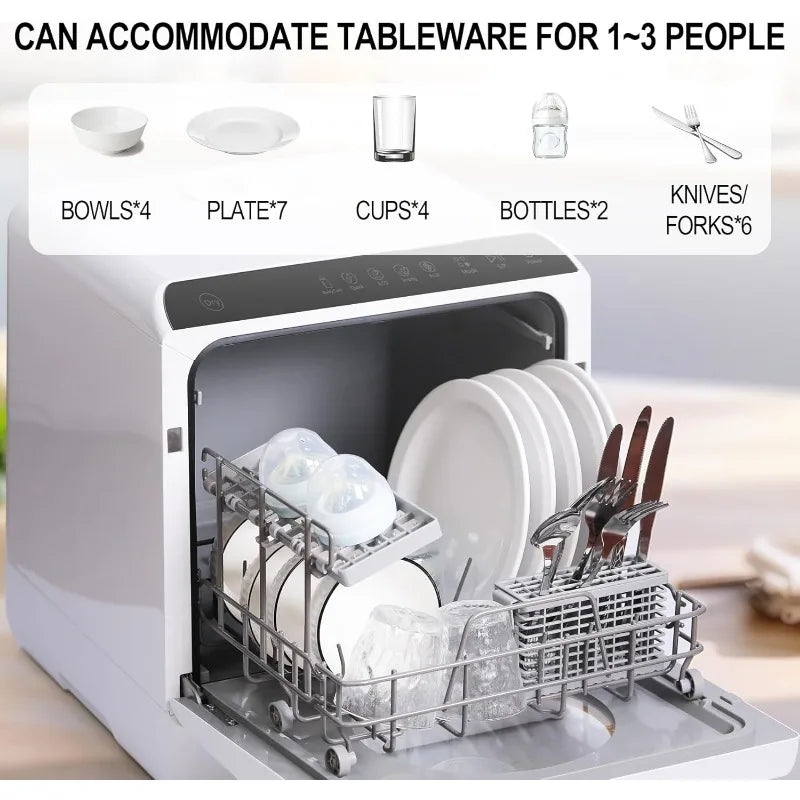 ChuMaste Countertop Dishwasher built-In Water Tank,Dishwasher Countertop For Apartments And Rvs,Compact Dishwasher Baby Care