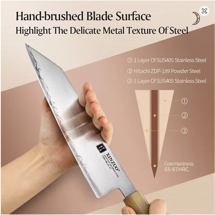 XINZUO 2024 New Arrival 4PCS Knife Set Kitchen Knife Japanese Steel Knives Stainless Steel Core HRC 65-67 Comfort Grip