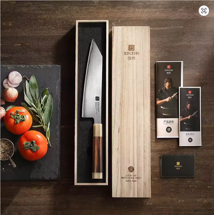 XINZUO 4PCS Kitchen Knives Set Japanese ZDP-189 Composite Steel 65-67 HRC Chef Knife Bread Nakiri Santoku Utility Cooking Tools