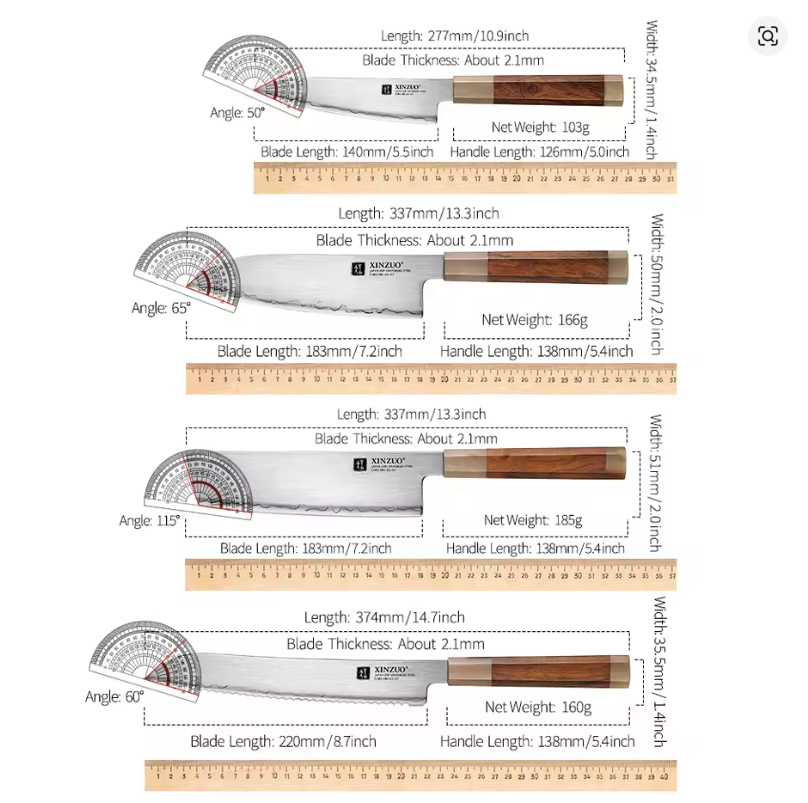 XINZUO 2024 New Arrival 4PCS Knife Set Kitchen Knife Japanese Steel Knives Stainless Steel Core HRC 65-67 Comfort Grip