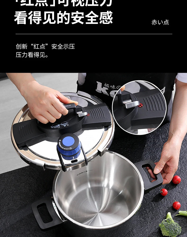 Stainless Steel Pressure Cooker, Thickening Pot Body, Explosion-proof Pressure Cooker, Domestic Gas Induction Cooker, 5.5 L, 6L