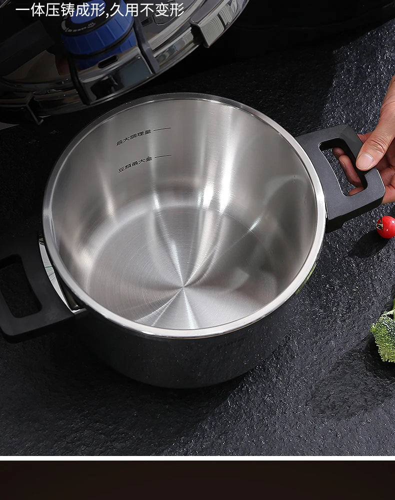 Stainless Steel Pressure Cooker, Thickening Pot Body, Explosion-proof Pressure Cooker, Domestic Gas Induction Cooker, 5.5 L, 6L
