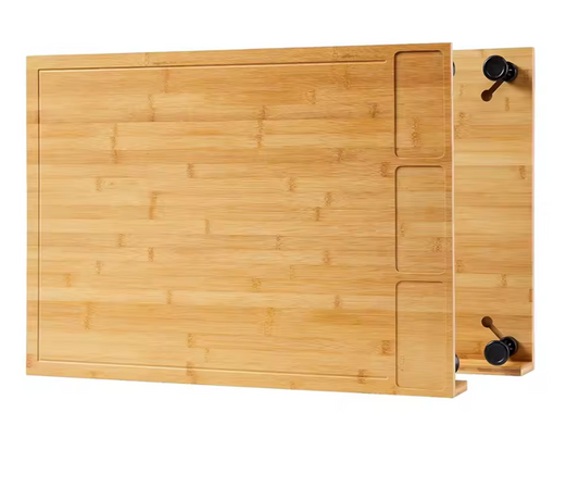 30" x 21" Extra Large Bamboo Cutting Board & Stovetop Cover, 2-in-1 Stove Top Cover Chopping Board with Detachable Feets